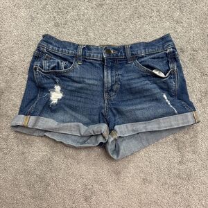 Old Navy The Boyfriend Denim Jean Shorts Women 2 Blue Mid Rise Distressed Casual
